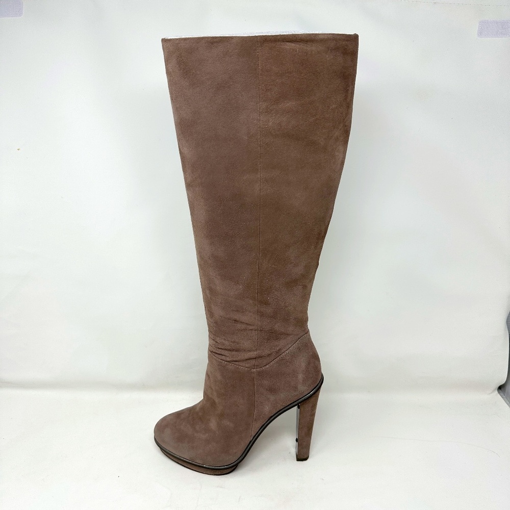 BCBG Tan Suede Round Toe Knee High Platform Boots